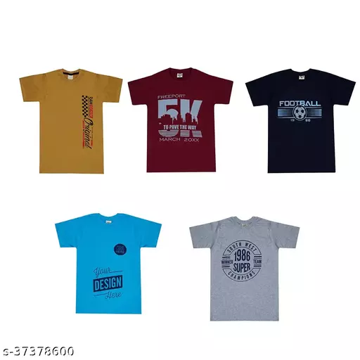 Boys Multicolor Cotton Tshirts & Polos Pack Of 5 Boys Multicolor Cotton Tshirts & Polos Pack Of 5