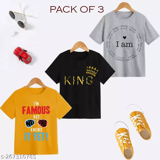 Boys Cotton printed T-shirt(Pack of 3) Boys Cotton printed T-shirt(Pack of 3)