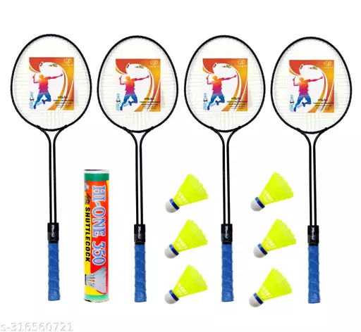 BRONEX Badminton Set Of 4 Piece Racket with 6 Piece Plastic Shuttle Cock BRONEX Badminton Set Of 4 Piece Racket with 6 Piece Plastic Shuttle Cock