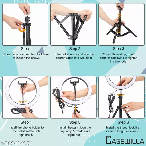 Casewilla 10 inch Big LED Selfie Ring Light with Tripod Stand 7 Feet | 3 light mode Ring Flash Casewilla 10 inch Big LED Selfie Ring Light with Tripod Stand 7 Feet | 3 light mode Ring Flash