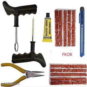 FKOK Complete Tubeless Tyre Puncture Repair Full Kit Portable Flat Tire Puncher Fixing